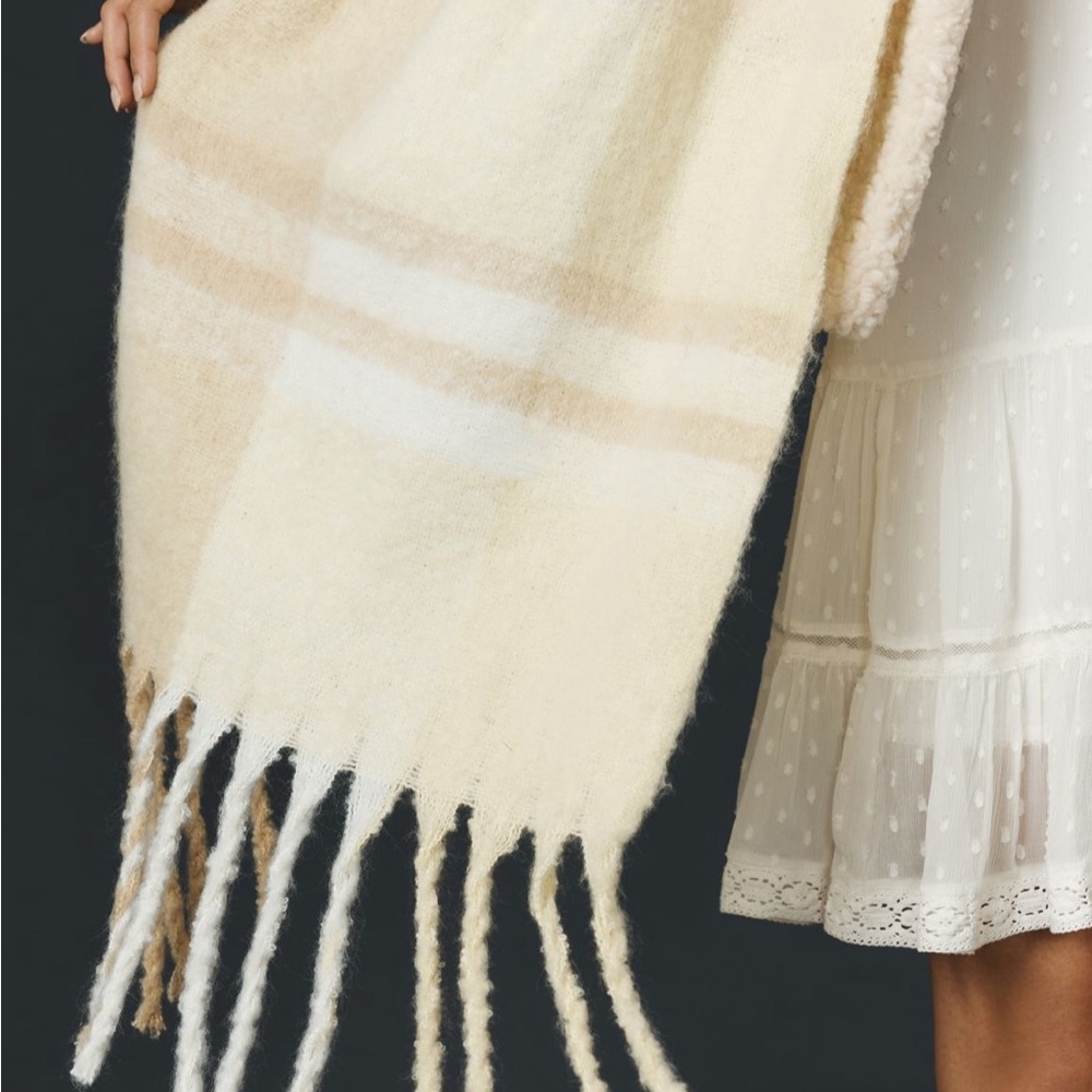 Anthropologie Cream and Tan Scarf